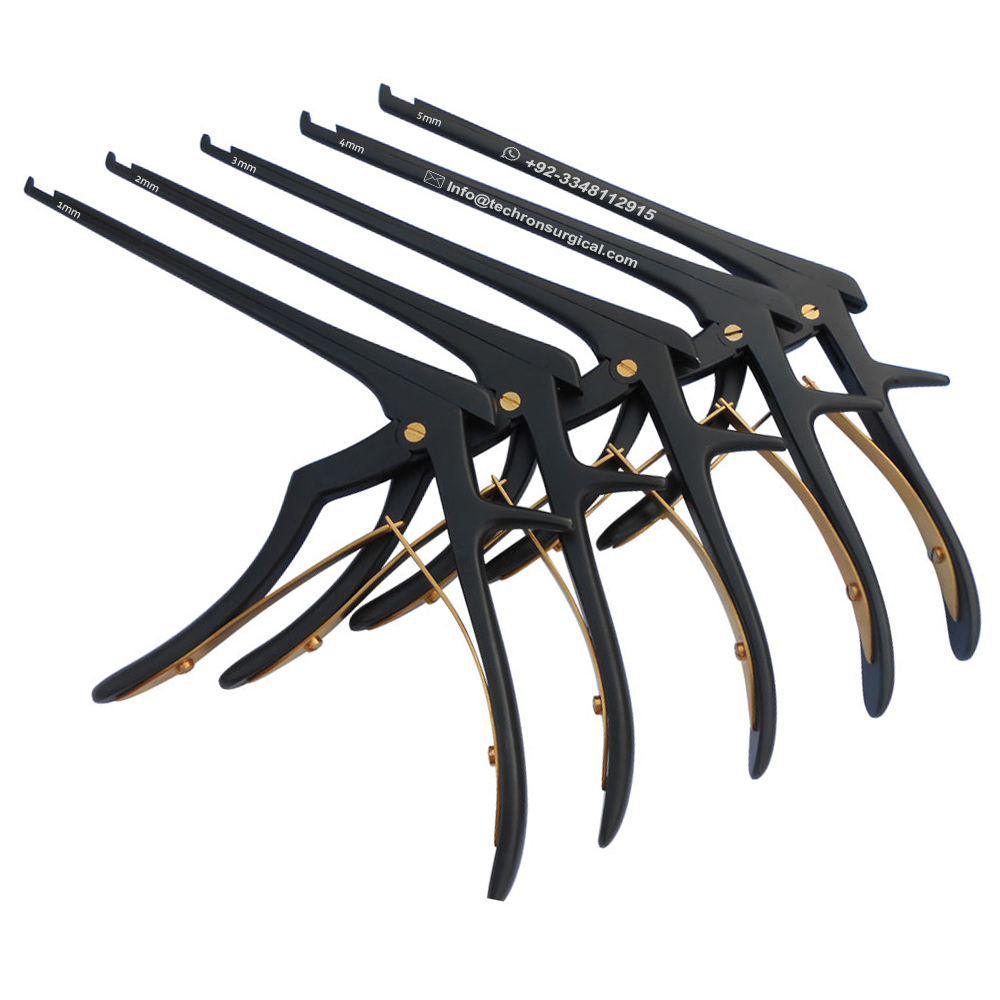 Ceramic Cut Bayonet Micro Kerrison Rongeur, Small Handle, 10.0 Mm Opening, 40 Degree Up, Black Ceramic Coat, 4.0 Mm Bite, W/ Ejector, 4 3/4" (12.0 Cm)